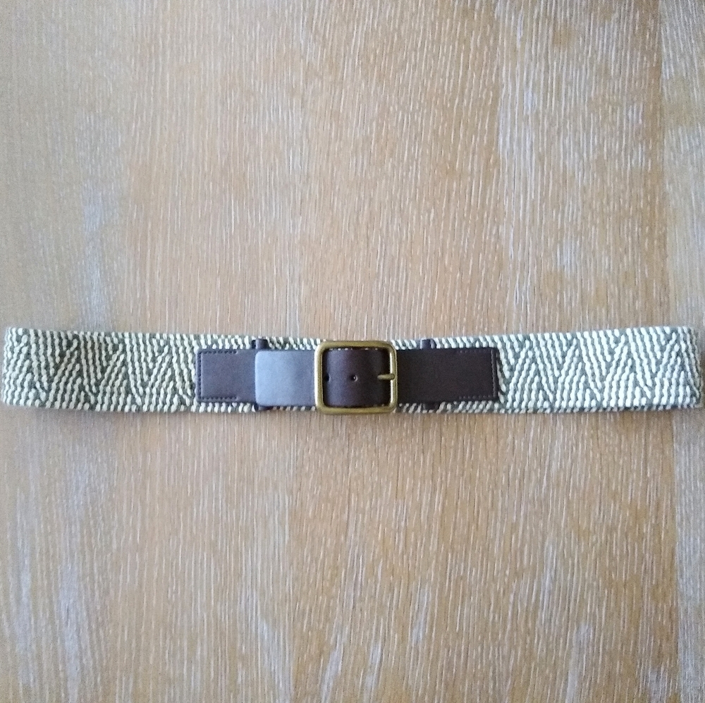 Leather and Woven Fabric Belt